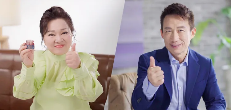 台語歌壇天后白冰冰（左）、模仿天王郭子乾（右），天王天后有感推薦，健康安心安全無虞，在藝能界掀起一股健康養生風潮。