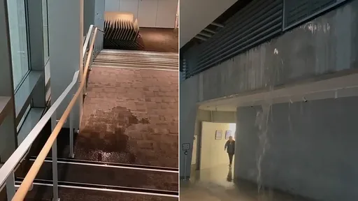 不只新竹「智虹池」 議員爆32億元桃園總圖書館到處漏水、海螺館室內瀑布