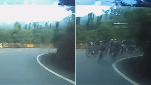 扯!腳踏車騎士群「盲彎切西瓜」逆衝汽車 駕駛急煞:差點就打保齡球了