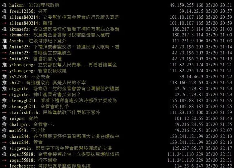 金管會近來爭議不斷，成為批踢踢網友批評、嘲諷對象。翻攝自PTT