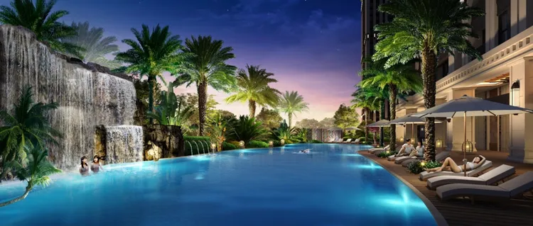 「海山站」500公尺的捷運泳池度假宅「世界花園」，20坪2+1房含車位總價1400萬有找。