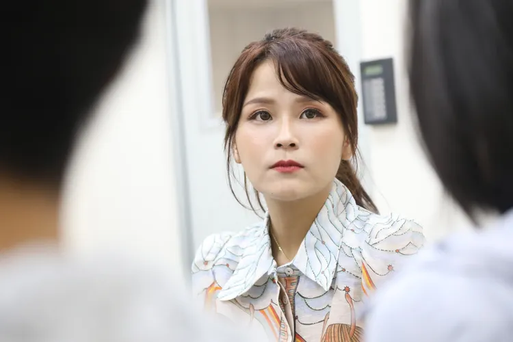 丟丟妹接受媒體聯訪。鄭孟晃攝