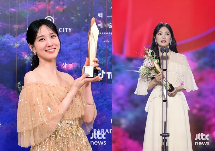 金甲洙甚至拉宋慧喬（右）下水，要朴恩斌多學學她的優雅。翻攝JTBC News