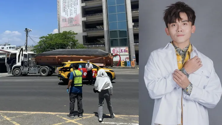 黃豪平昨搭計程車，遭砂石車撞上。翻攝黃豪平臉書