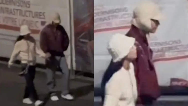 V、Jennie日前在巴黎塞納河畔牽手約會，不在意旁人眼光沉浸在2人世界。翻攝推特