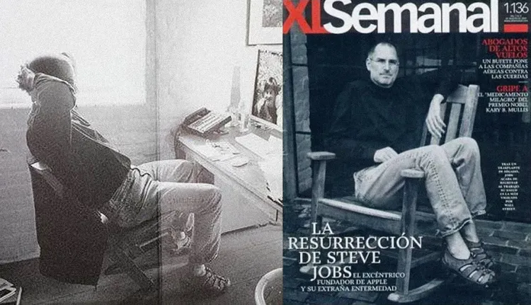 賈伯斯在《XLSemanal》雜誌封面拍攝（右圖）、傳記書《賈伯斯傳》中所收錄的工作照片，都有他穿Newport涼鞋的舒適姿態。KEEN提供