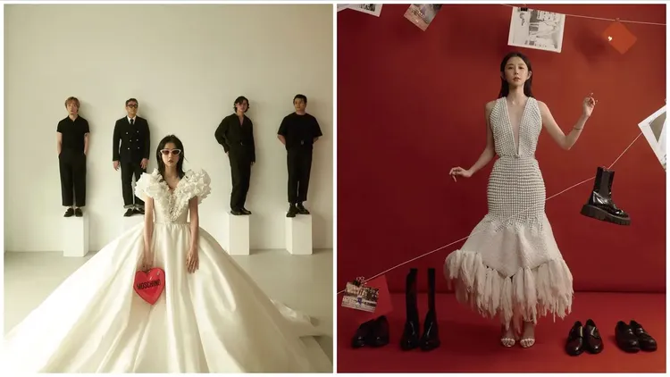 邵雨薇穿婚紗拍攝雜誌，美照讓吳慷仁甜讚「她拍照很難不漂亮」。《ELLE Wedding》提供