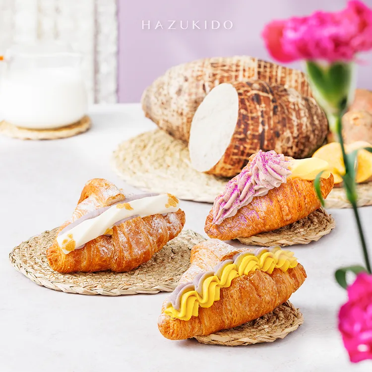 八月堂母親節新品金薯芋泥、美顏奶酪布丁可頌。業者提供