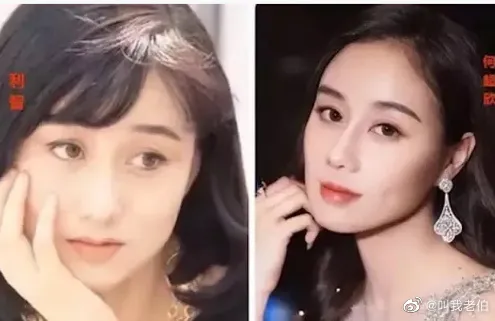 網友把何超欣與利智年輕時照片對比。翻攝叫我老伯微博