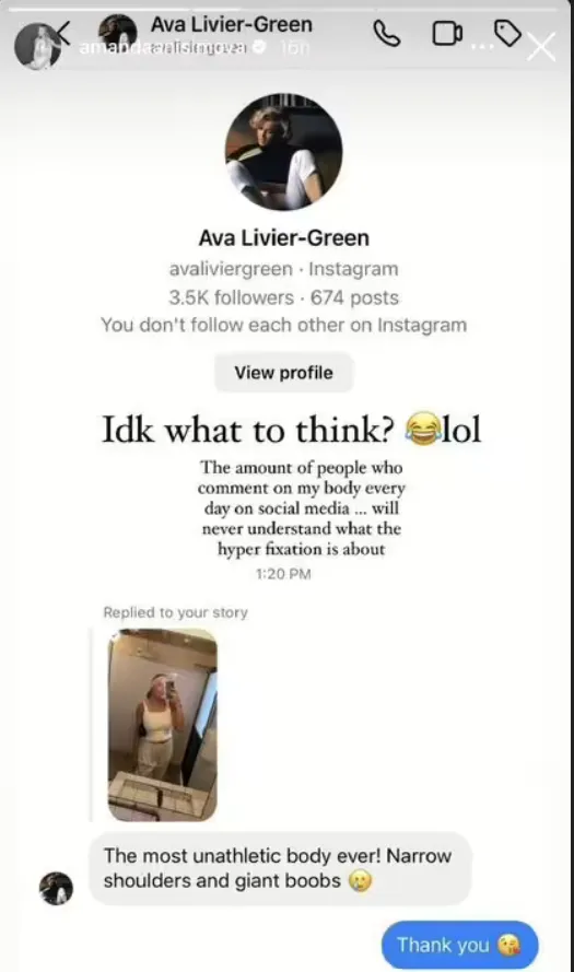 網友質疑她身材不像運動員。阿尼西莫娃。@amandaanisimova