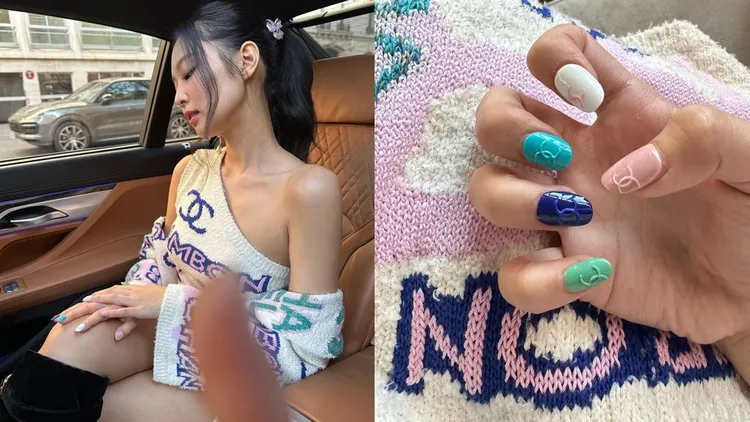 Jennie去年底欣賞香奈兒大秀時，精心在指甲上畫上品牌雙C Logo。翻攝jennie IG
