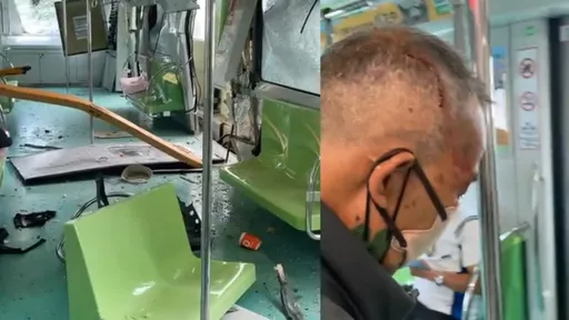 吊臂插進台中捷運！目擊者：我爸頭破血流　車廂殘破不堪畫面曝光