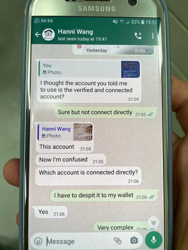 吳男與女網友對話。蘆洲警分局提供