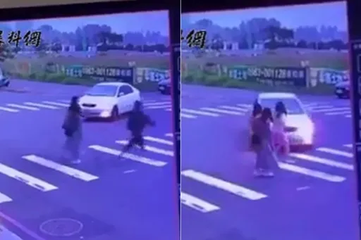 就是不禮讓!左轉車加速硬逼行人讓路 她及時閃避救自己一命