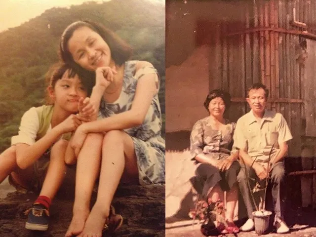 蔡逸帆（左一）童年依偎在媽媽的懷中，她從小在部落由外公（右一起）、外婆帶大。艾迪昇傳播提供