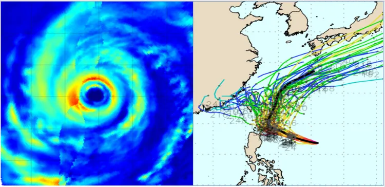 「瑪娃」已轉變成「大眼颱」。翻攝自氣象應用推廣基金會