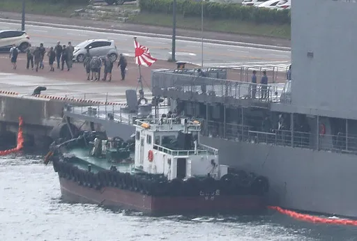 日韓軍事合作重要象徵 日艦掛旭日旗到南韓參加聯合軍演