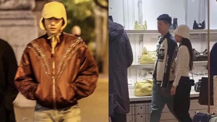 V（左圖）與Jennie的打扮都與牽手約會影片一致。翻攝推特