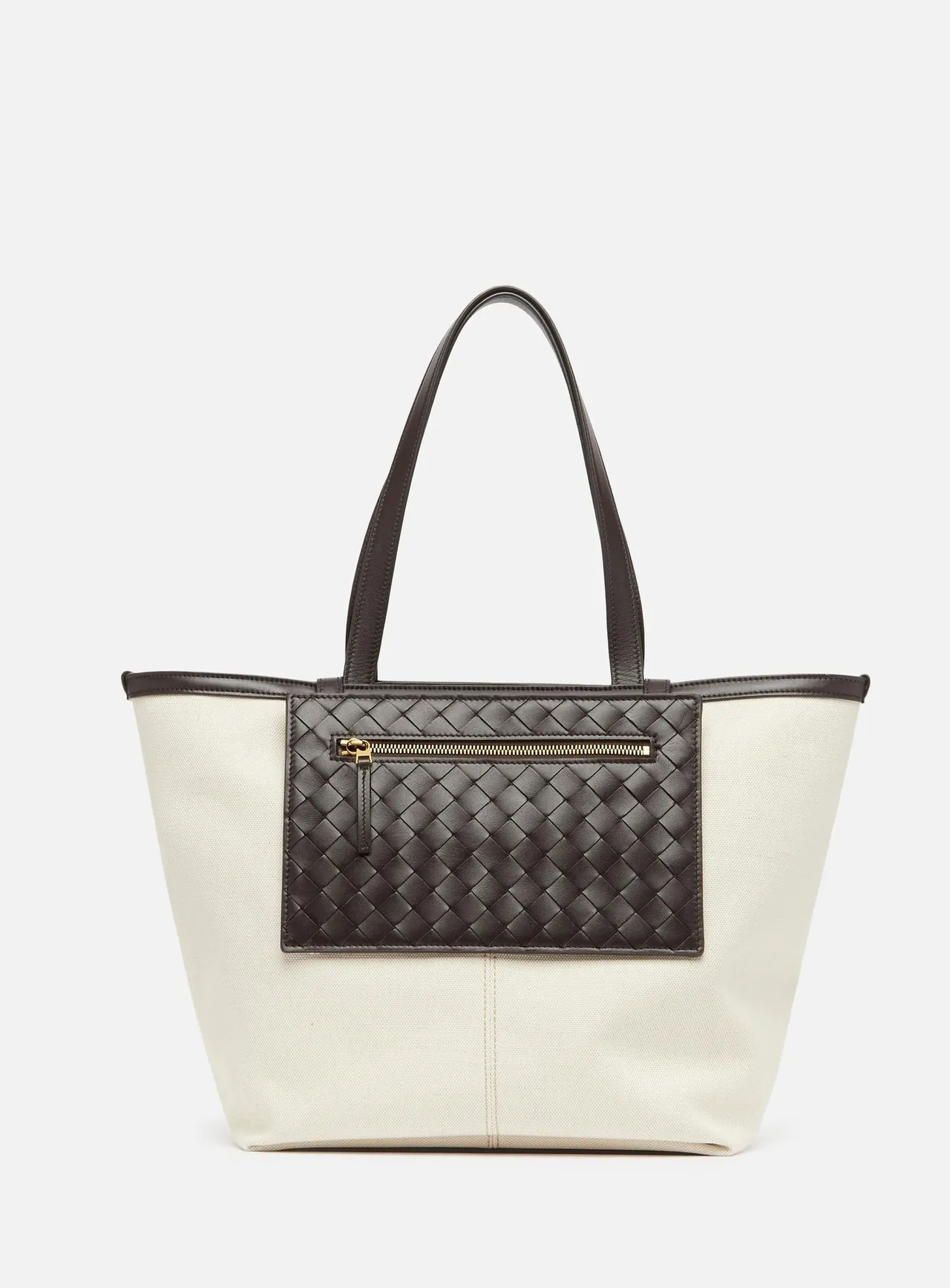 Flip Flap系列皮革編織帆布手提包,7萬7000元。品牌提供