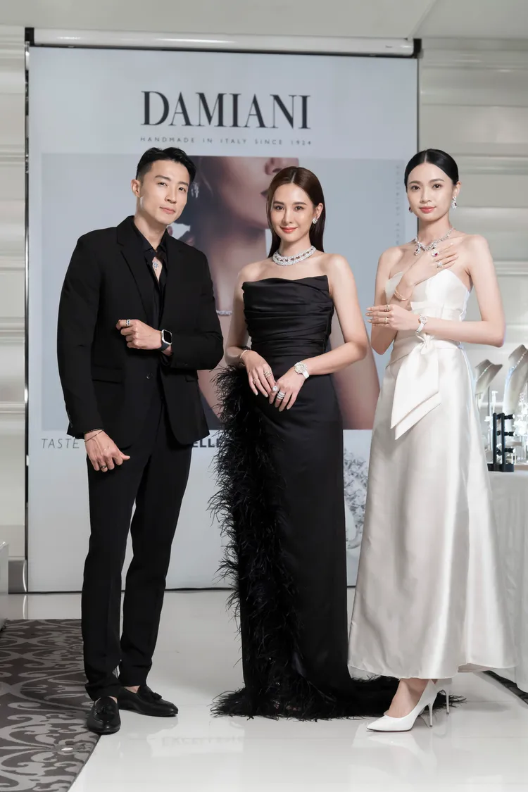 安心亞（中）與模特兒攜手演繹Mimosa含羞草系列高級珠寶及旗下經典系列作品。品牌提供