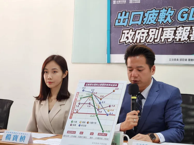 邱臣遠說，台灣近一年的經濟成長率相較美國、韓國、新加坡等，表現特別糟糕。施智齡攝
