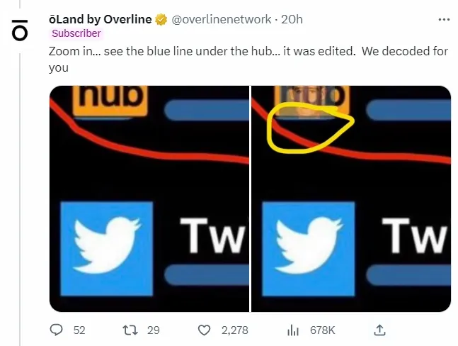 有網友認為，APP圖示下方有異常的藍色線條，顯然是P圖過。翻攝自推特