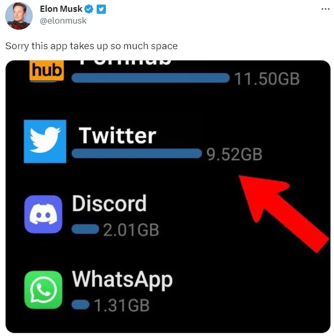 馬斯克在他的推特帳號上，發文為推特APP致歉。翻攝自推特