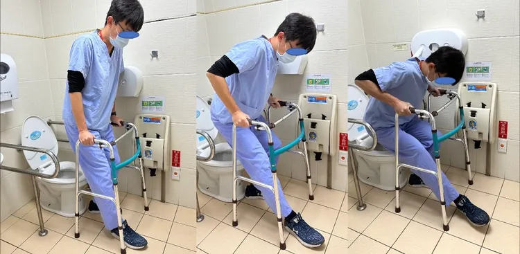 使用正確方式上下馬桶。職能治療學會提供