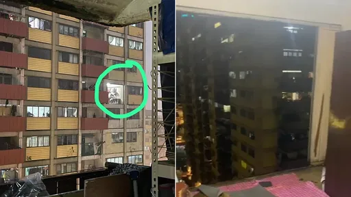 這風太狂!大樓12樓住家外牆 竟然直接被颳沒了