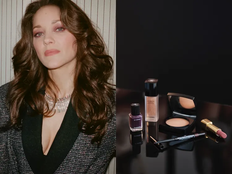 瑪莉詠柯蒂亞的紅毯妝使用了絲柔恆采眼線筆#83黑醋栗、#36酒紅以及超炫耀的絲絨唇膏#69渲染等單品，眼線筆950元、唇膏1450元。品牌提供