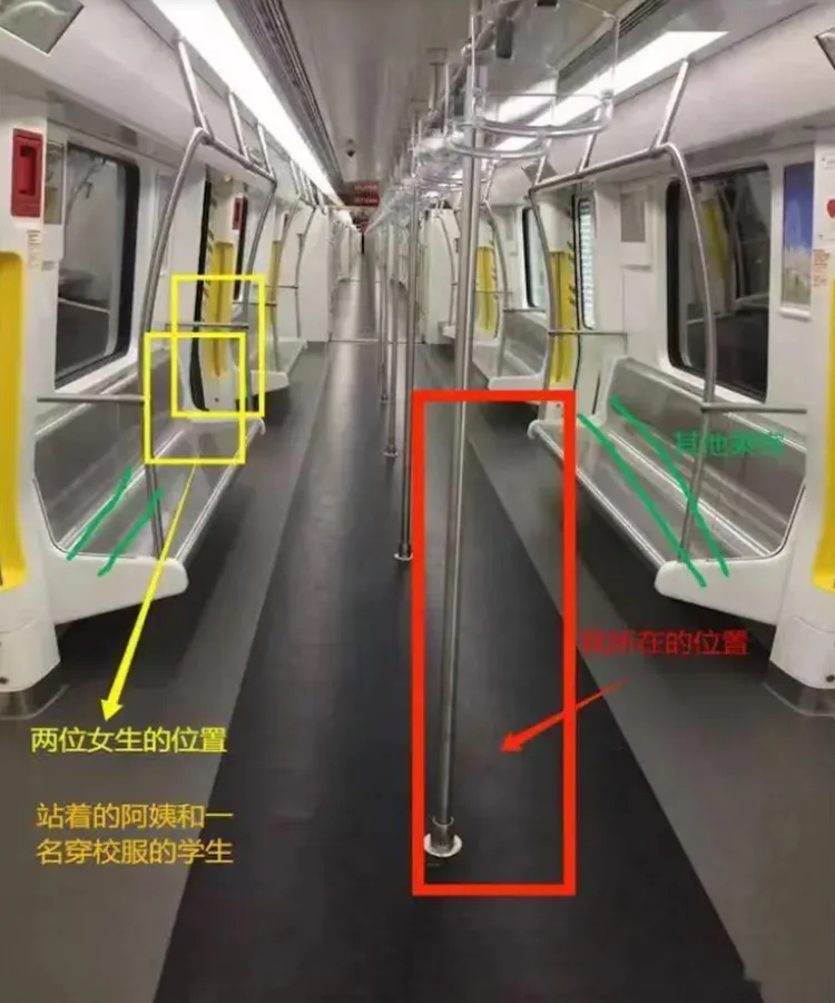 男子PO網喊冤，並在照片中圈出自己與誣賴他2女的相對位置。翻攝自《香港01》