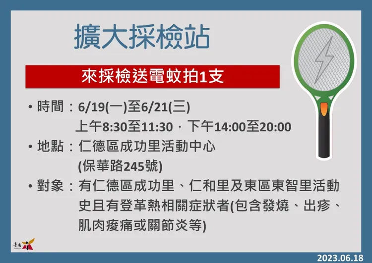 採檢資訊。衛生局提供