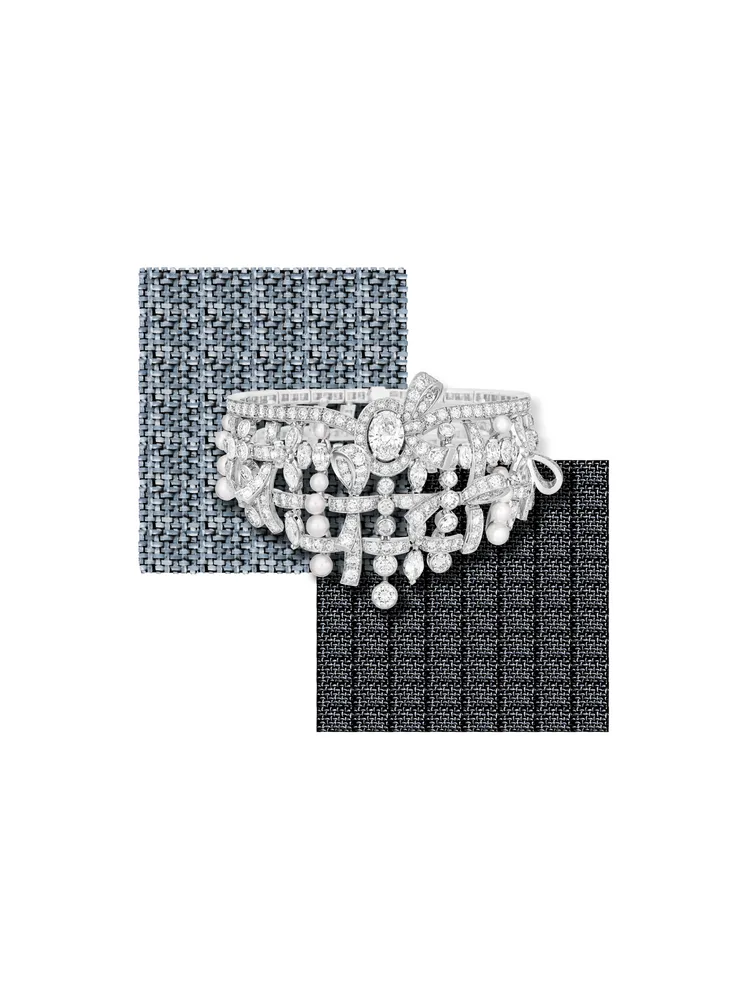 Tweed Pastel手鍊，鑲嵌2.02克拉D色內無瑕橢圓形切割Type IIa鑽石，約2095萬3000元。品牌提供