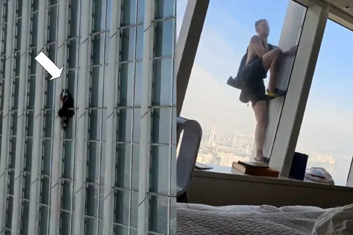 「蜘蛛人」徒手攀上南韓最高樓 警用吊籠半空攔截