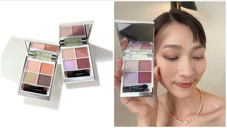 晶彩盈緻眼彩盤，Model示範色為#126遊光，各2600元。左圖品牌提供、右圖張家玲攝