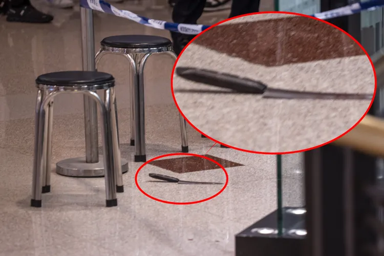 兇手使用的生魚片刀，被砍到變形。路透社