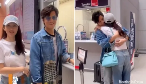 陳喬恩日本機場少女心飛撲老公 當眾又抱又親是要閃死誰