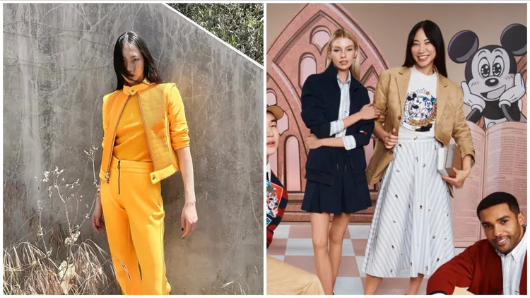 韓裔超模Soo Joo Park在聯名系列形象廣告露出「姨母笑」，和平時的高冷形象差很大。左圖翻攝soojmooj IG、右圖品牌提供