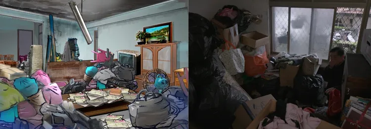 《搜尋者》美術設計圖與實景圖。大愛提供