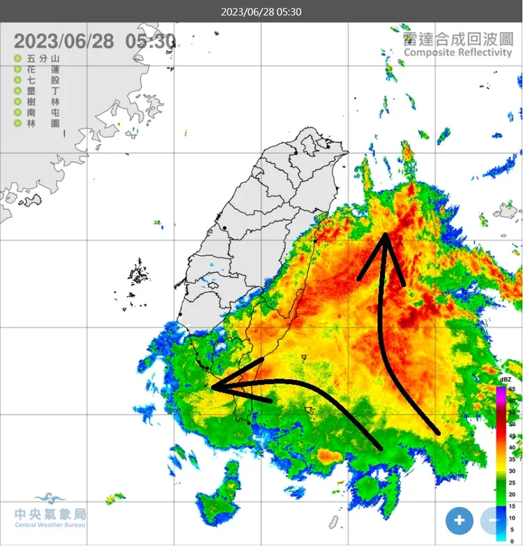 氣流繞山的對流特徵！翻攝鄭明典臉書