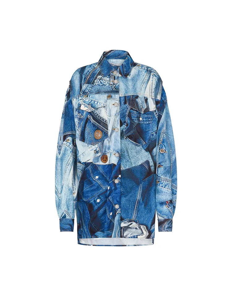 牛仔印花長夾克，3萬5300元。品牌提供