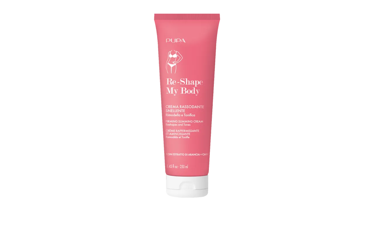 完美身形全面勻稱霜添加有PUPA美體明星成分咖啡因與香橙萃取,250ml/1500元。品牌提供