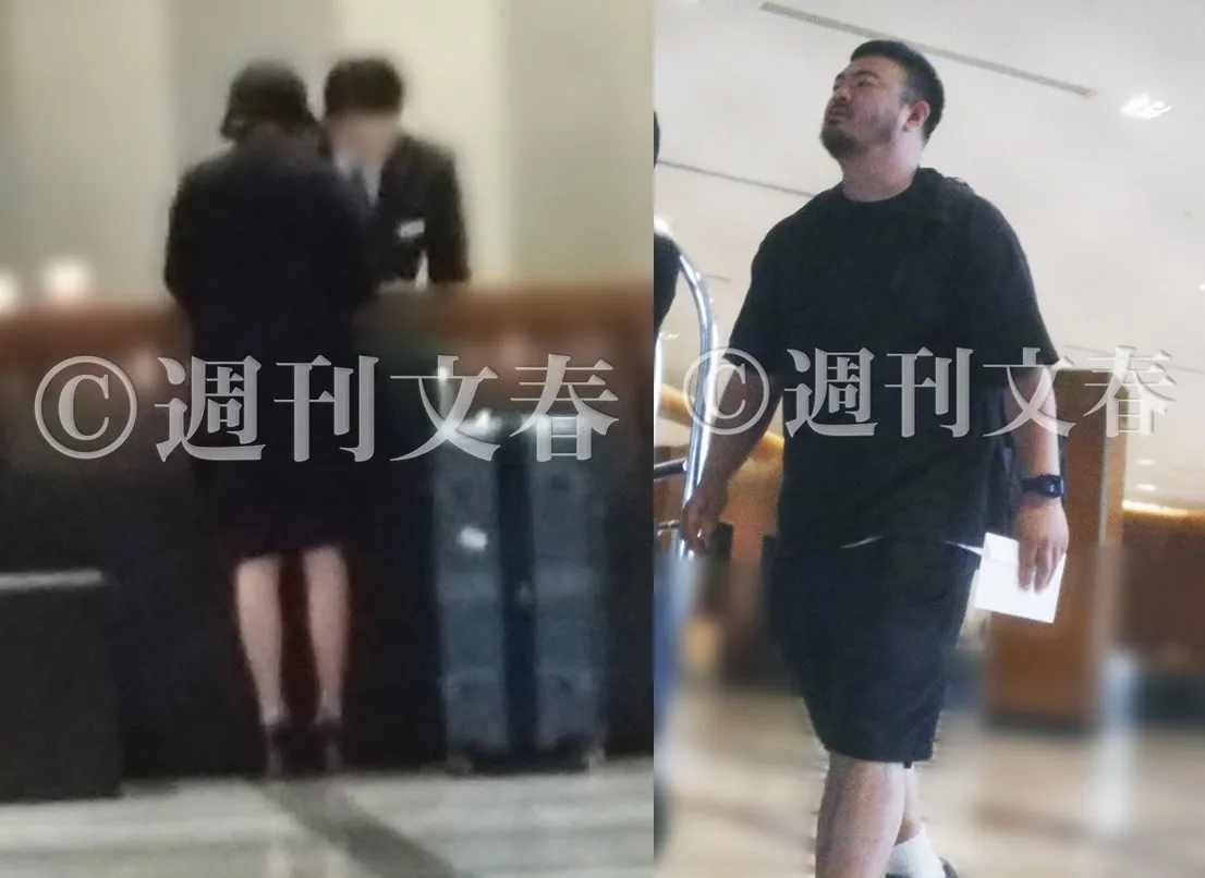 廣末涼子(左圖)、鳥羽周作分別被拍到住進東京高級飯店及退房的身影。翻攝週刊文春