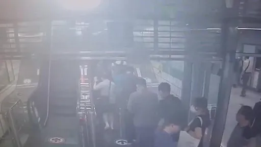 南韓地鐵站恐怖畫面！電扶梯「倒退嚕」　通勤族如骨牌跌成一團