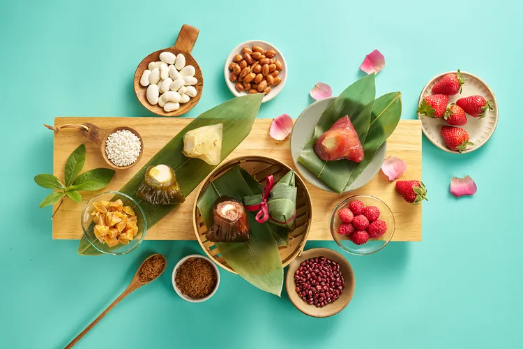 福兔冰心Q粽禮盒，黑糖紅豆麻糬+莓果荔枝玫瑰+金萱柚子茶麻糬+桂花蜂蜜麻糬，各2入，788元。業者提供