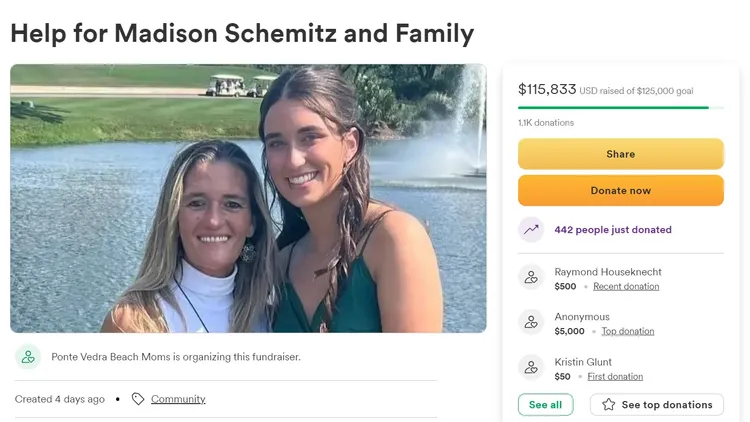 舒密茲的家人為她籌募醫藥費。翻攝GoFundMe網頁