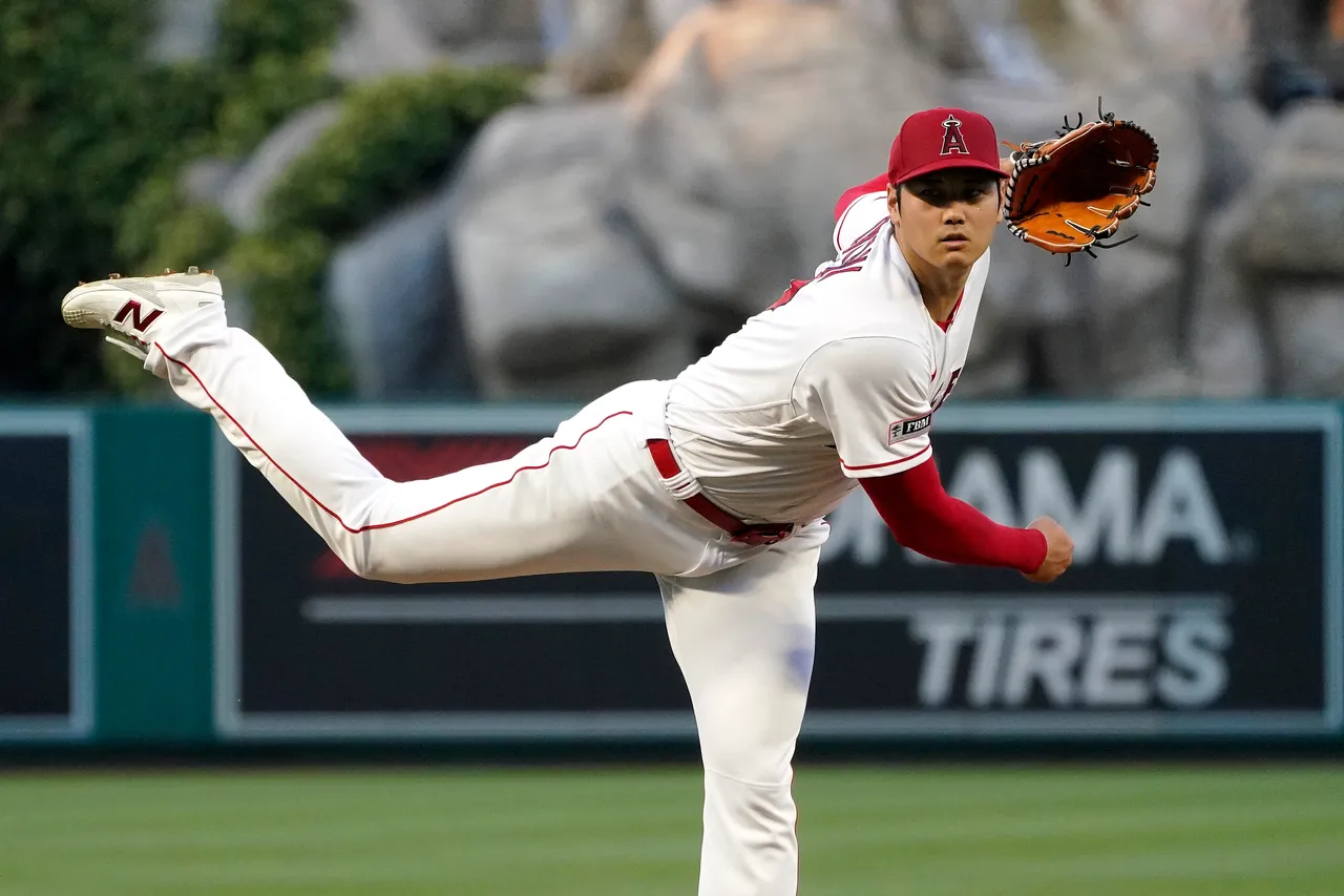 大谷今飆出10K。 美聯社