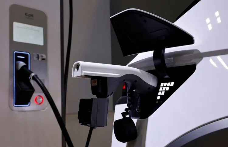 一輛新加坡組裝的現代 Ioniq 5，今年1月在新加坡汽車展上展出。路透社資料照片