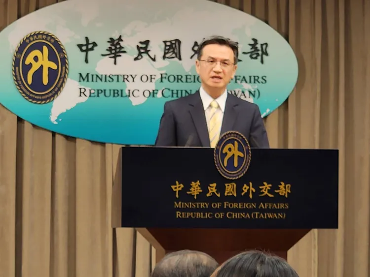 外交部發言人劉永健在例會說明部內性騷案處理機制。資料照片