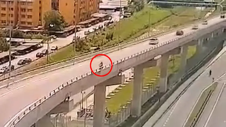 肇禍騎士明知逆向，仍然執意要上高架道。翻攝自Telegram